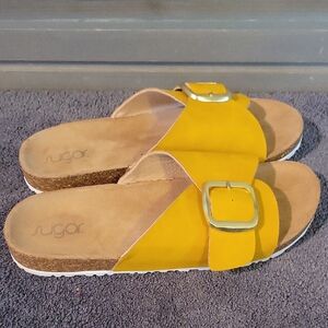 Sugar Women's Bright Yellow Buckle Sandals
